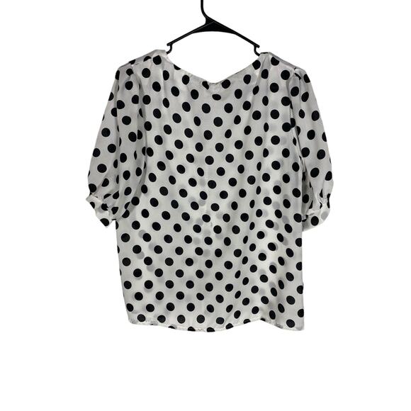 NWT Women's xiao xiao White Polka Dot Button Down Blouse Size Large - Picture 5 of 5